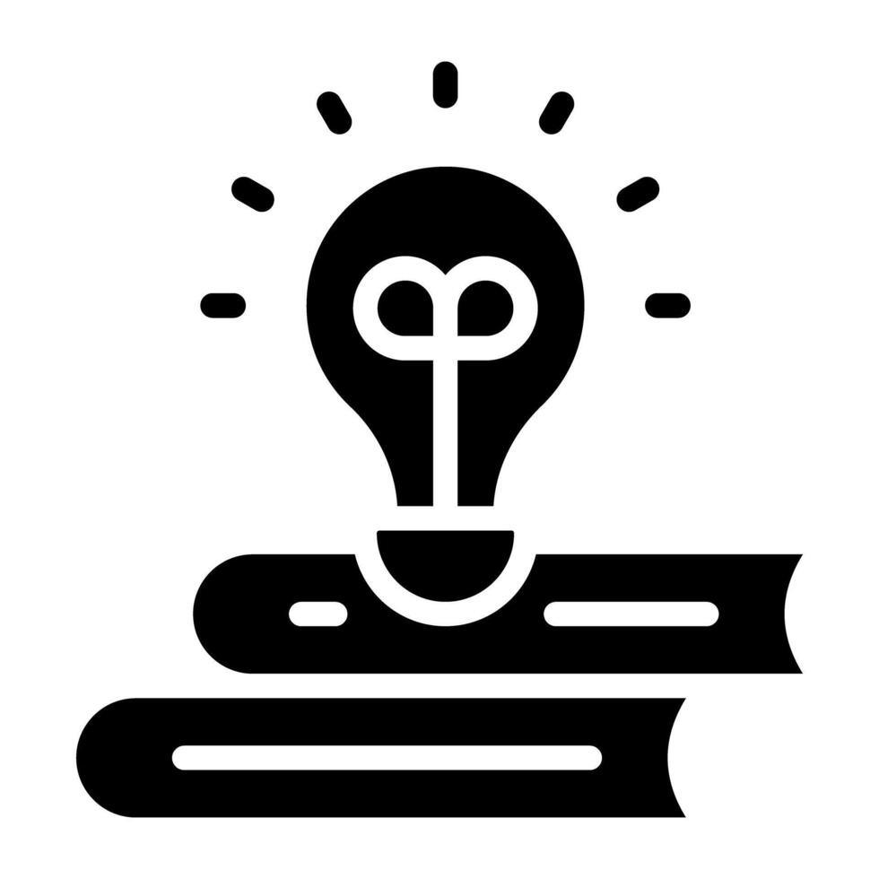 Light bulb with book, creative learning icon vector