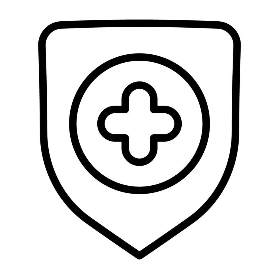 Plus sign inside shield, concept of medical  security icon vector