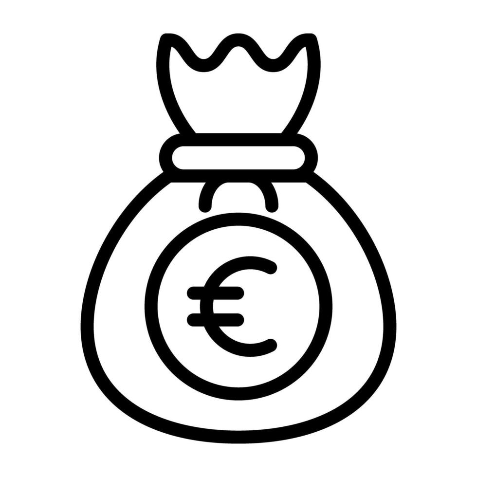 A linear design, icon of euro sack vector