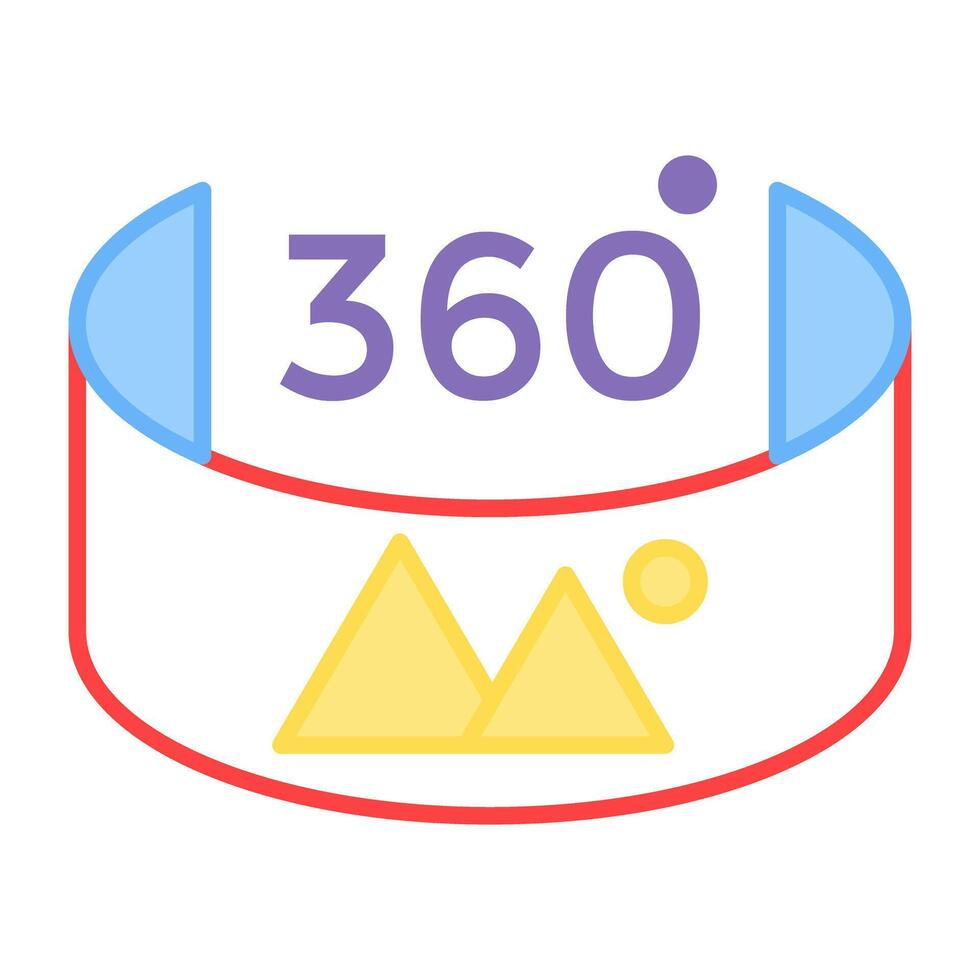 A flat design icon of 360 degree photo vector