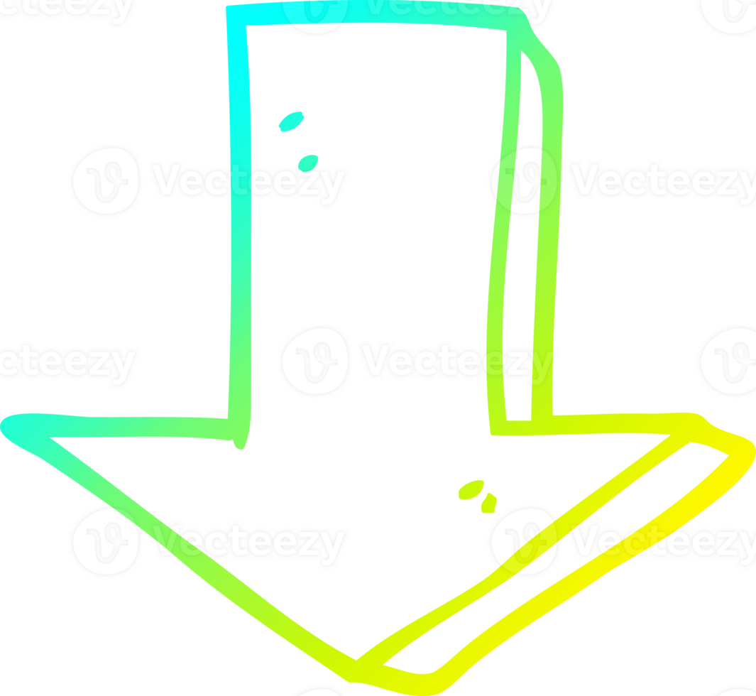 cold gradient line drawing of a cartoon pointing arrow png