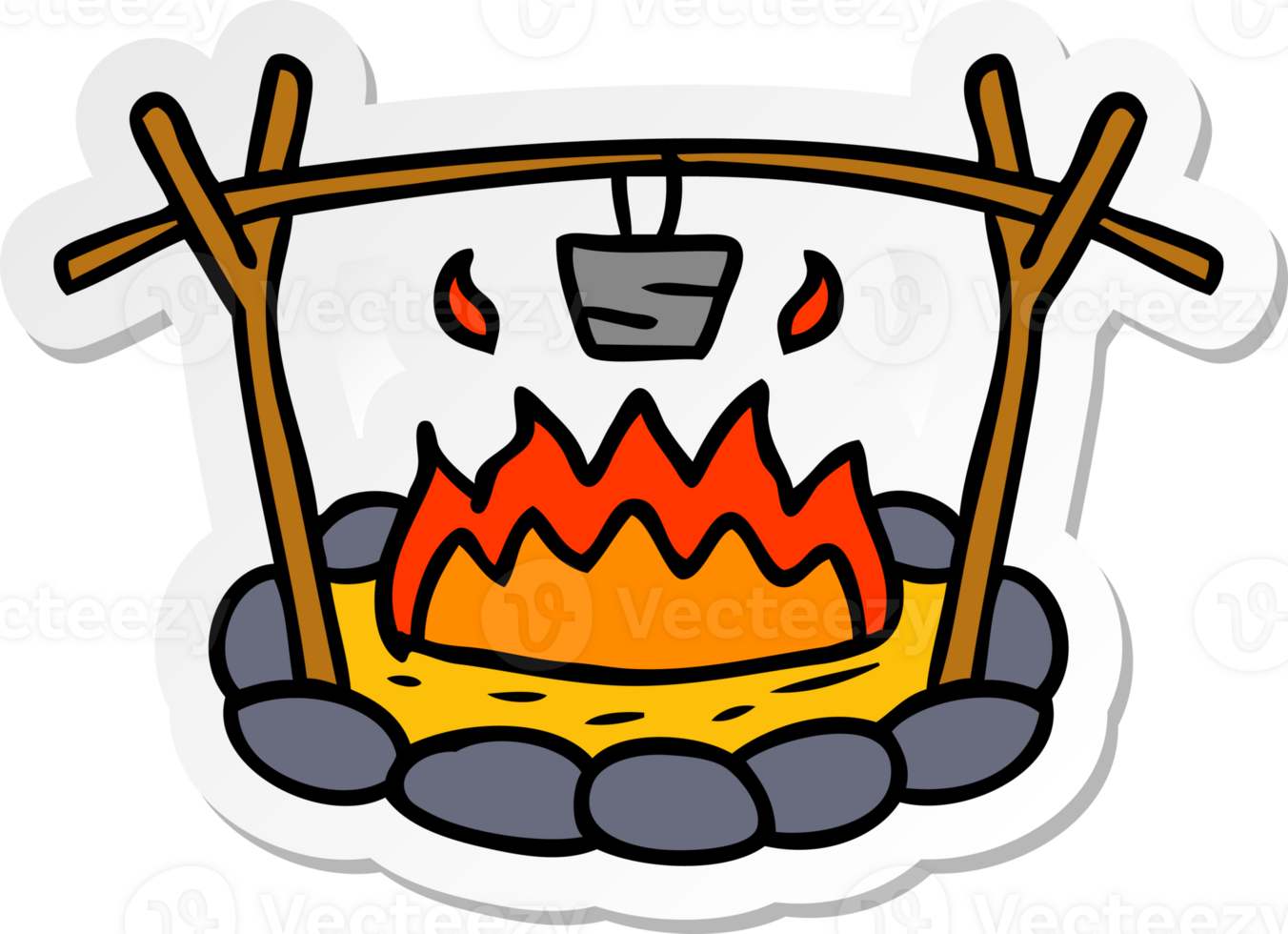 hand drawn sticker cartoon doodle of a camp site png