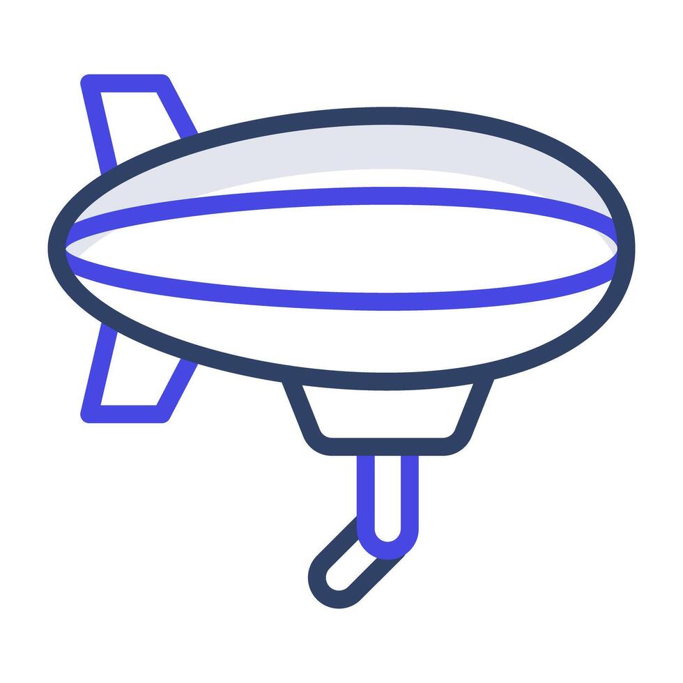 Air blimp flat editable stoke, blimp vector concept