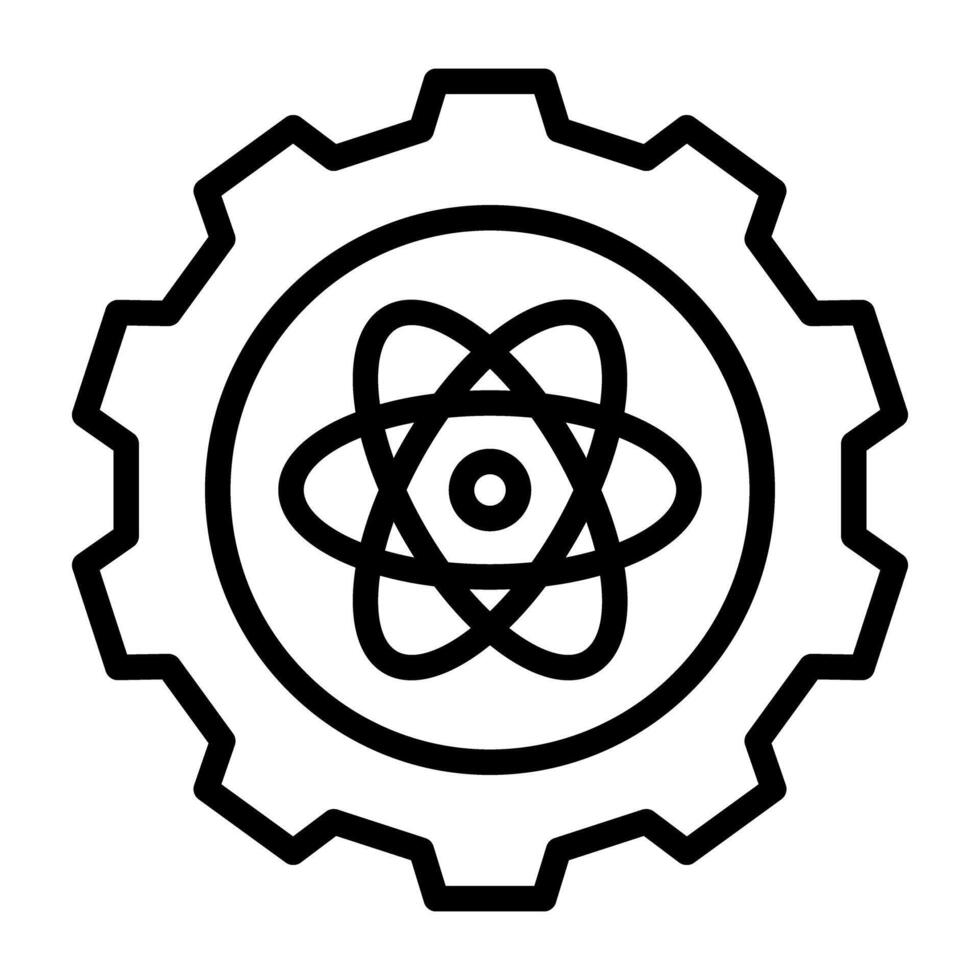 Atom inside gear, science management icon vector