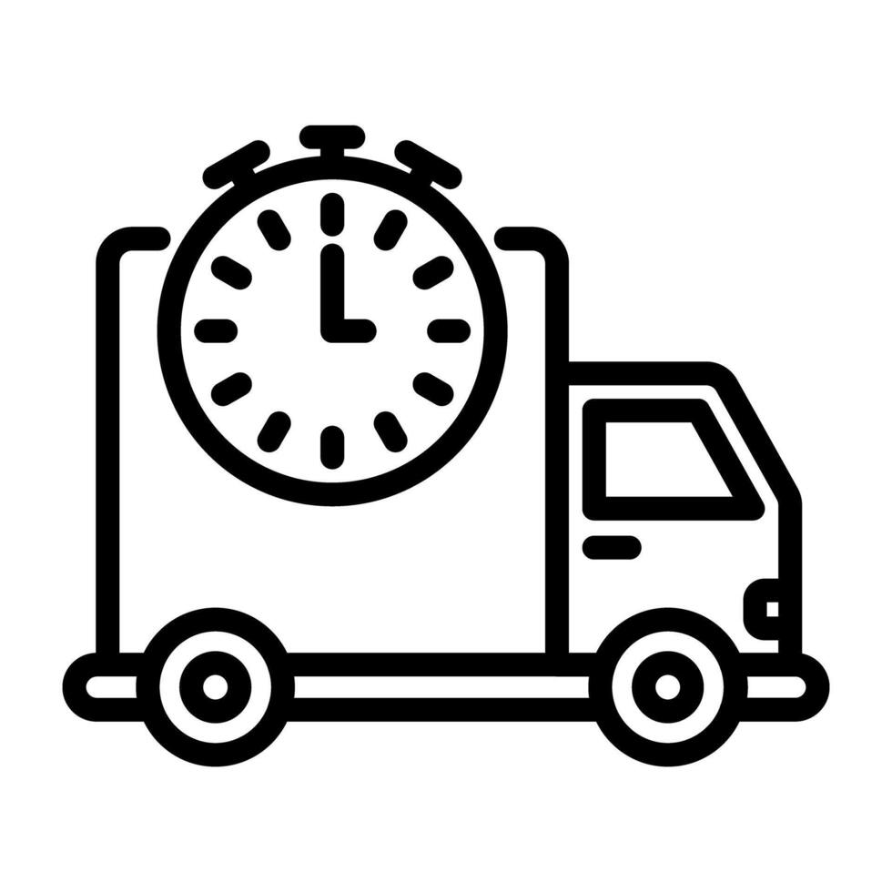 Clock on vehicle denoting concept of fast delivery vector