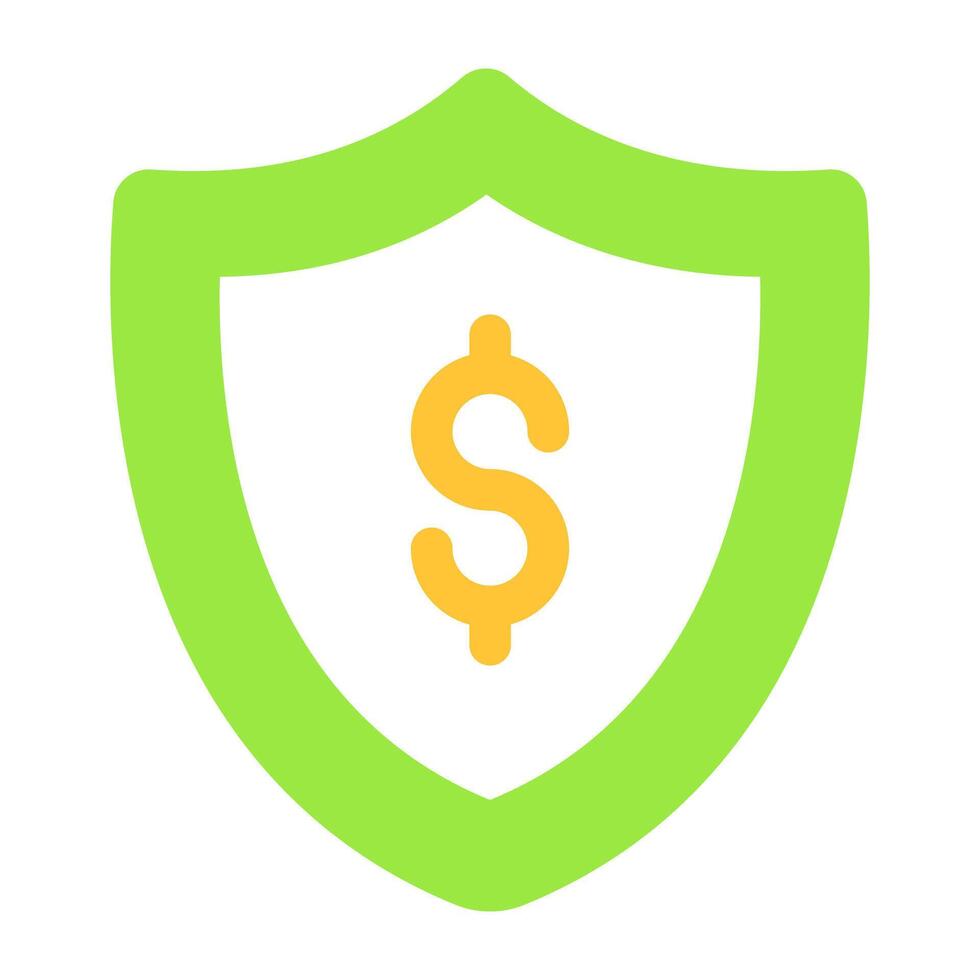 Dollar inside shield, concept of financial security vector