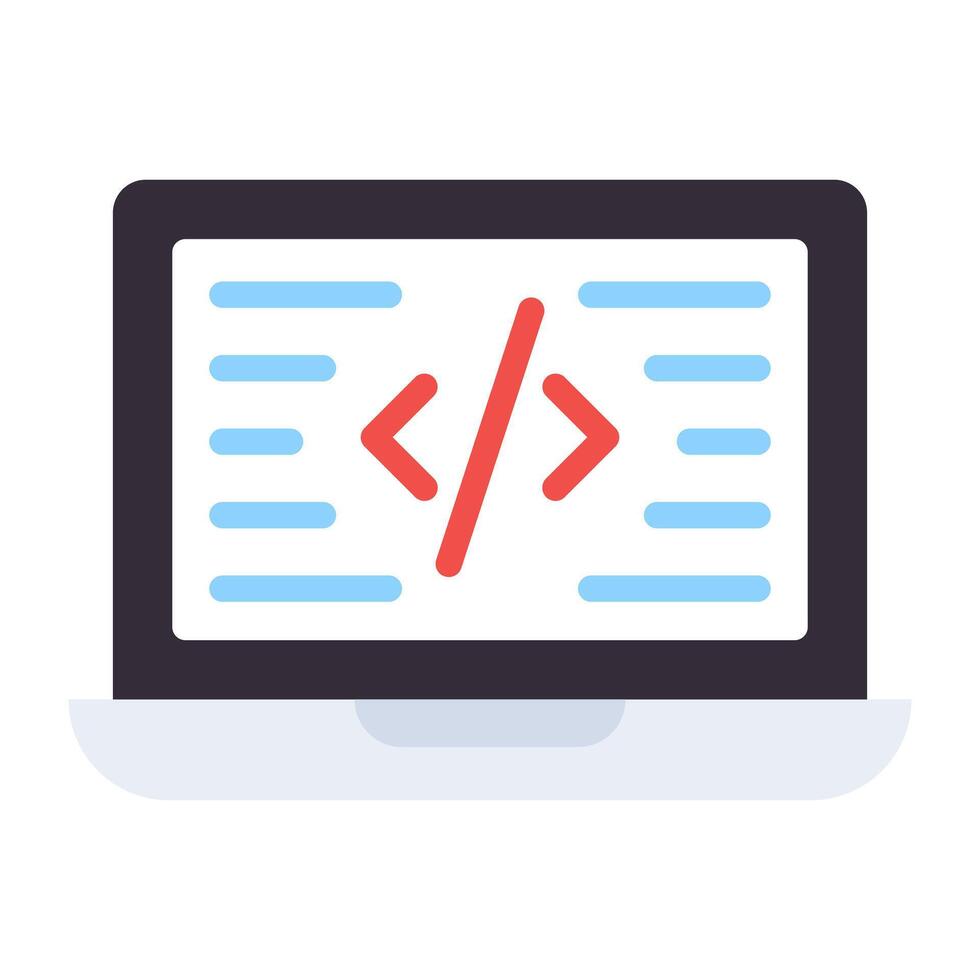 A flat design, icon of online coding vector