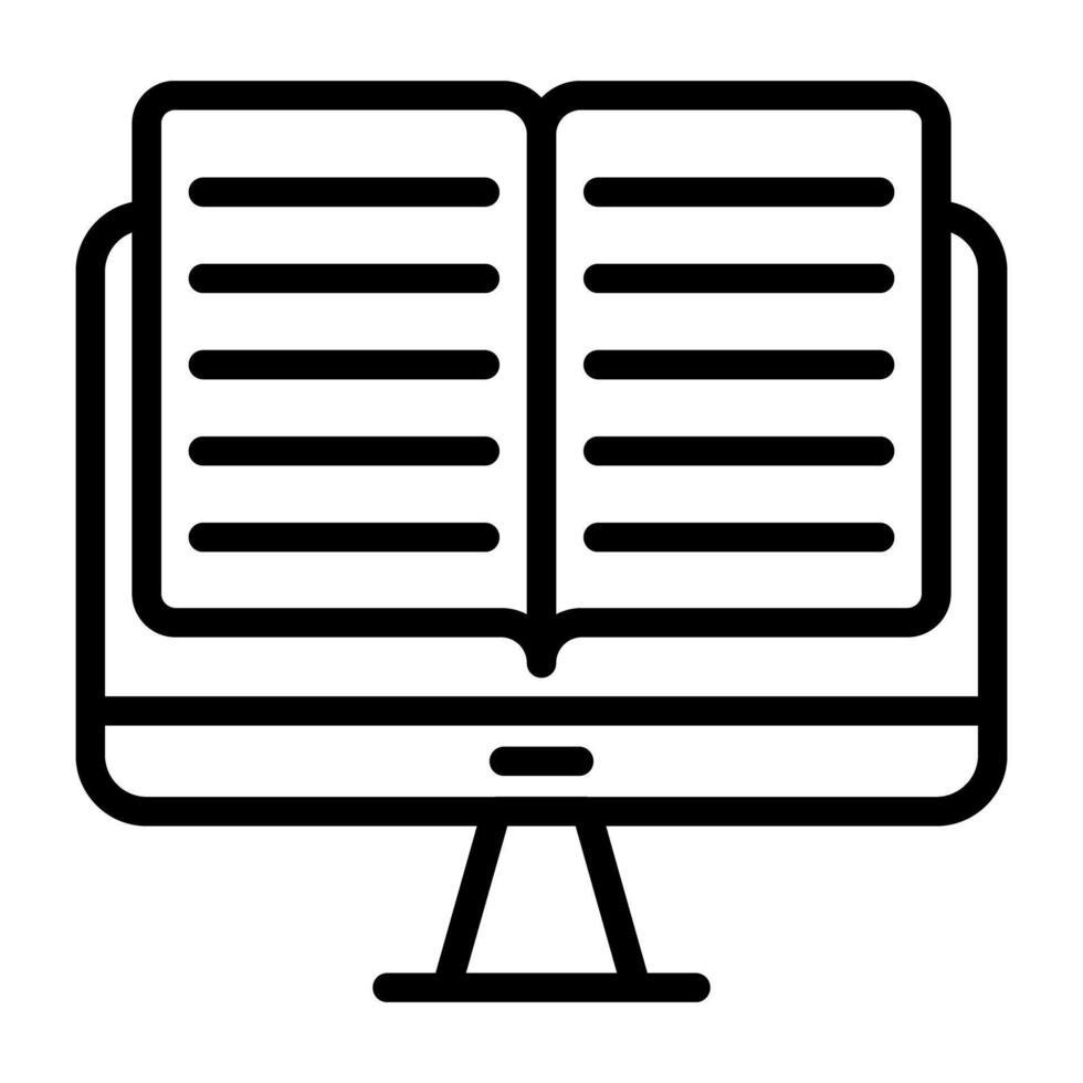 Booklet inside monitor, online book icon vector