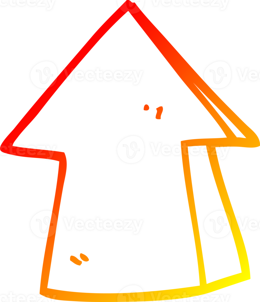 warm gradient line drawing of a cartoon pointing arrow png