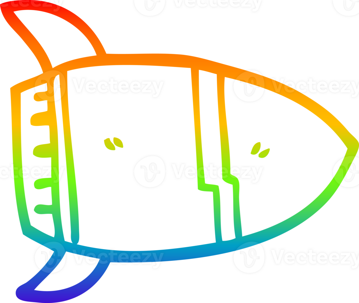 rainbow gradient line drawing cartoon space rocket png