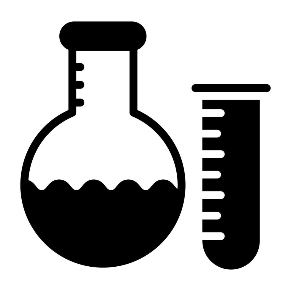 Lab flask with test tube denoting concept of experiment icon vector