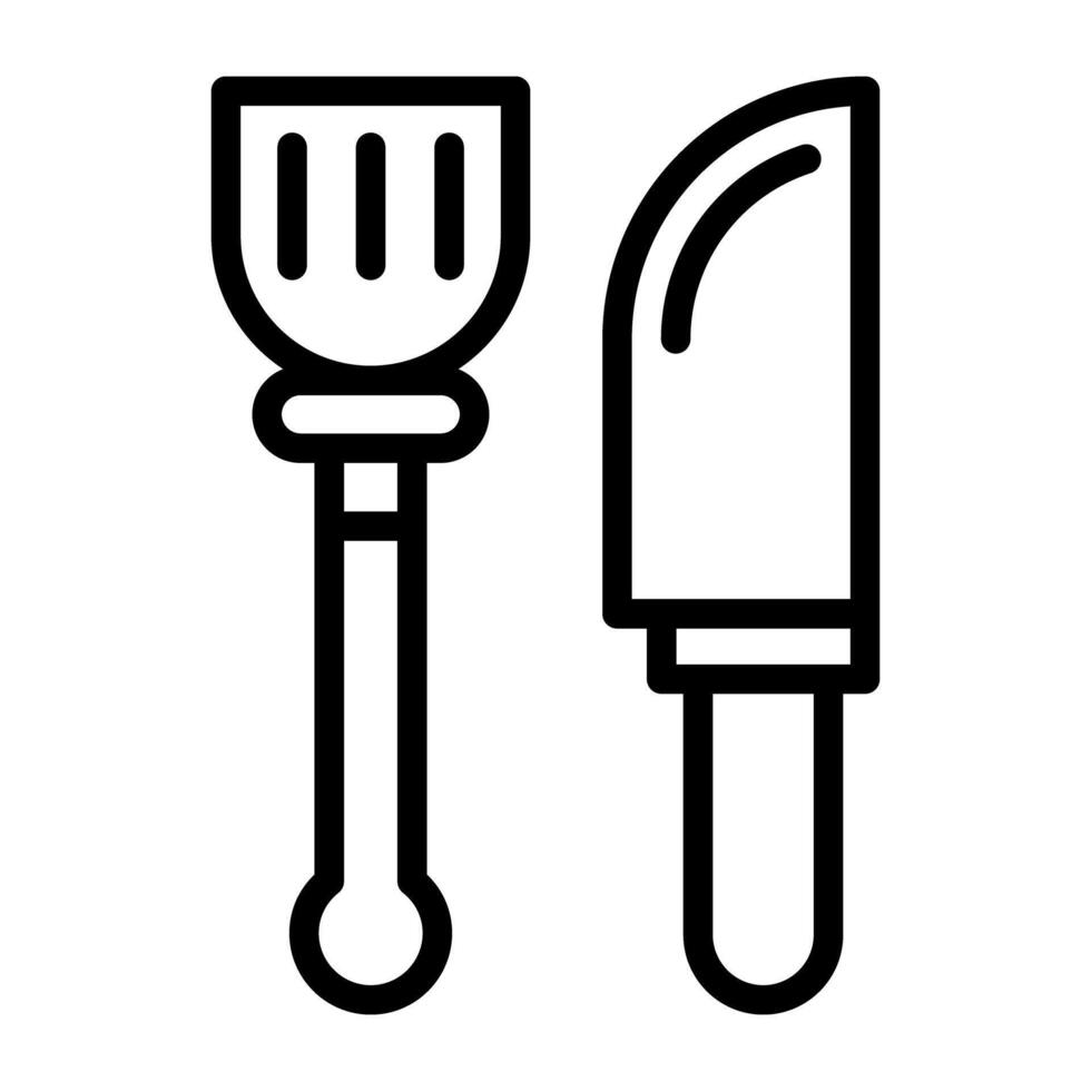 Icon of fork and knife, outline design vector