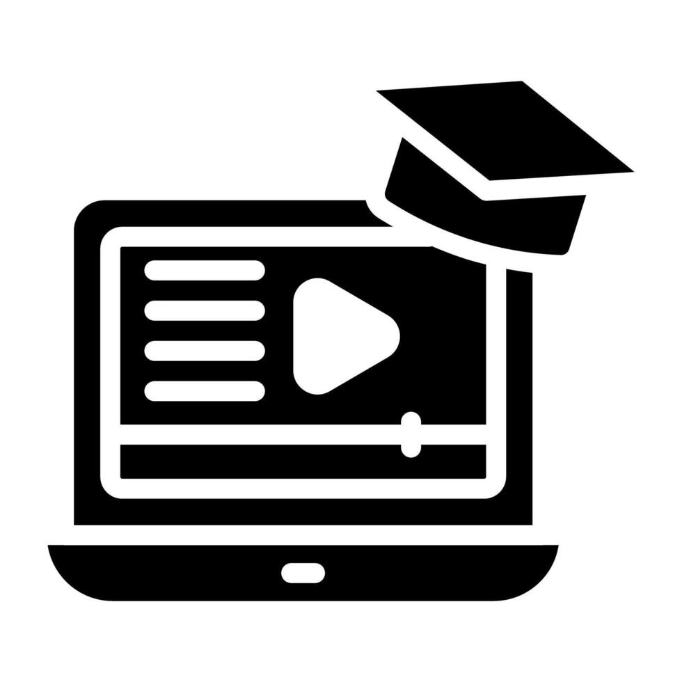 Glyph design, icon of educational video vector