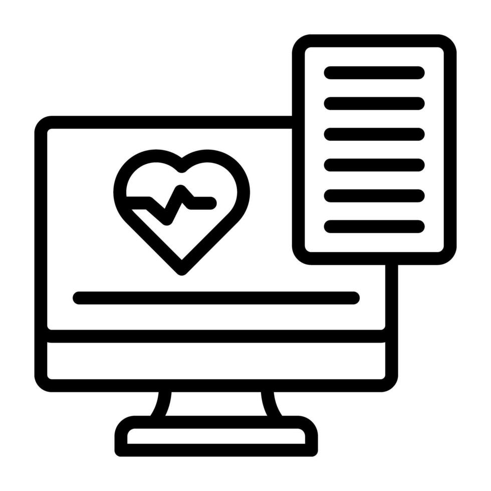 Heartbeat inside monitor depicting ecg monitor icon vector