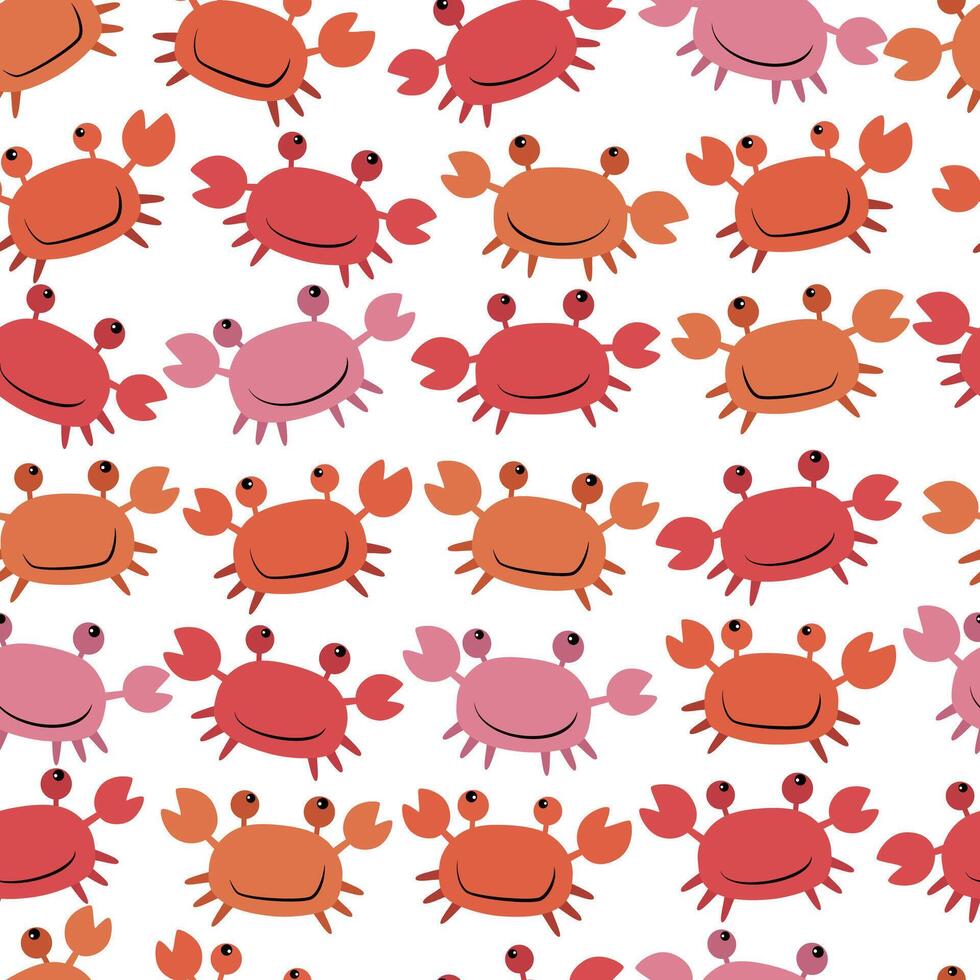 Seamless pattern with cute cartoon crabs vector