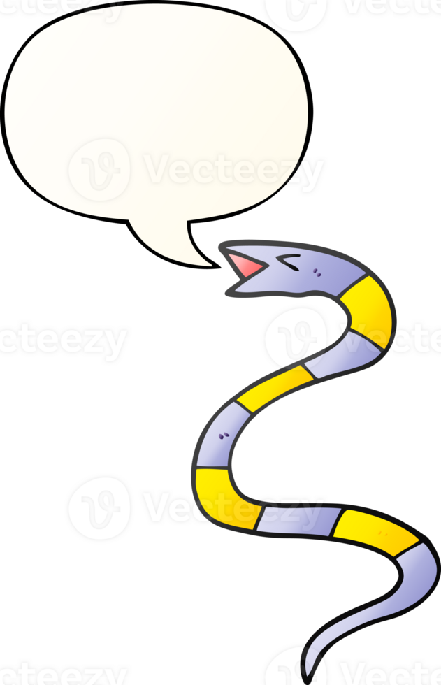 hissing cartoon snake and speech bubble in smooth gradient style png