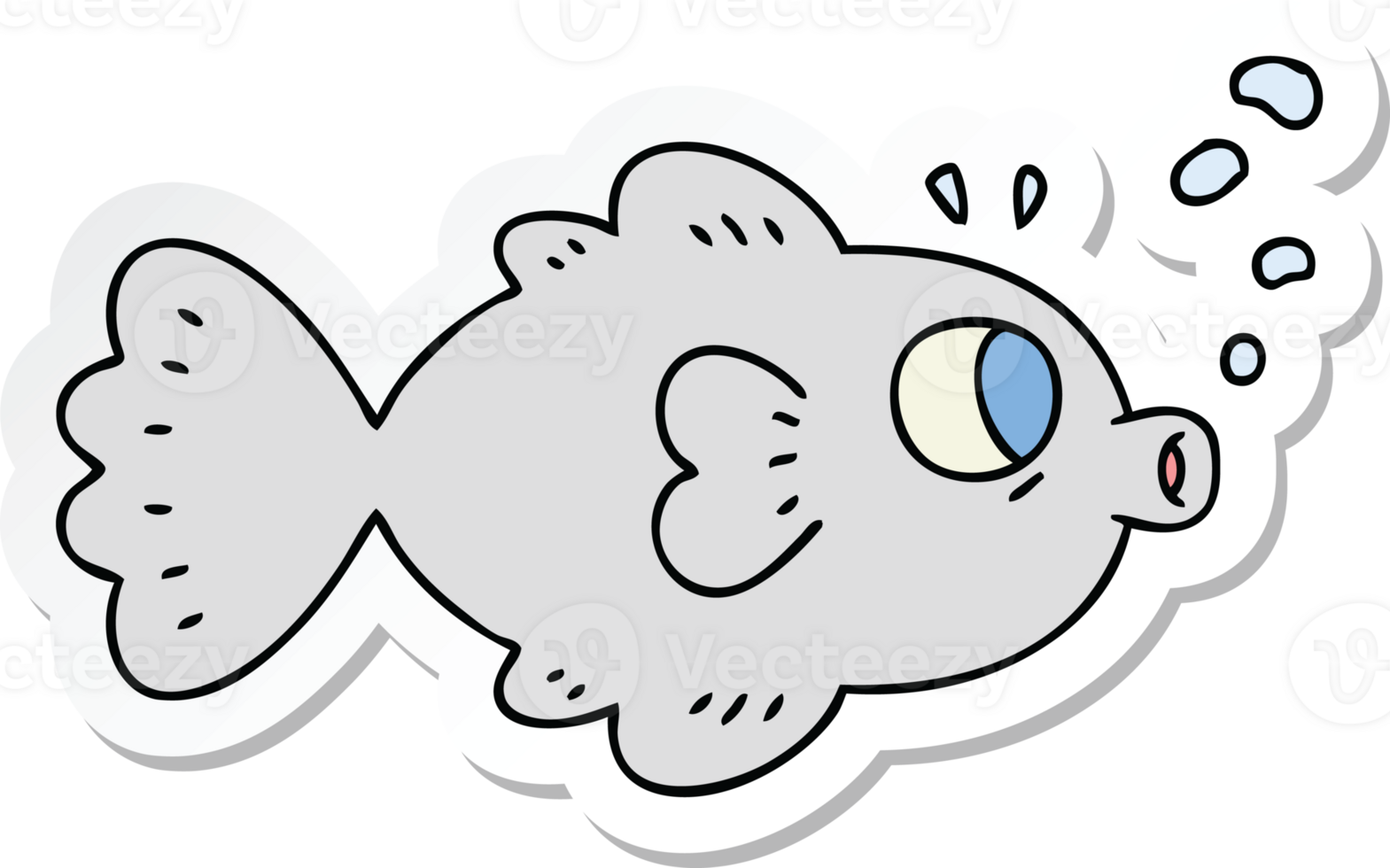 sticker of a quirky hand drawn cartoon fish png