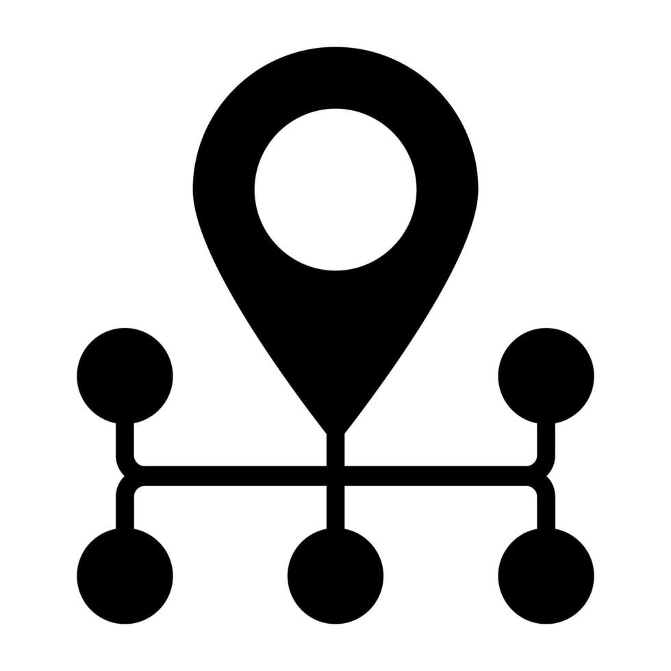 Network location icon in glyph design vector