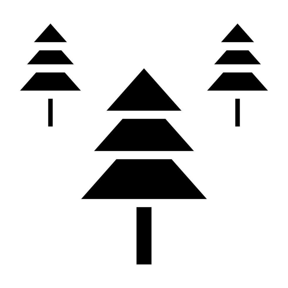 Fir trees icon in filled design vector