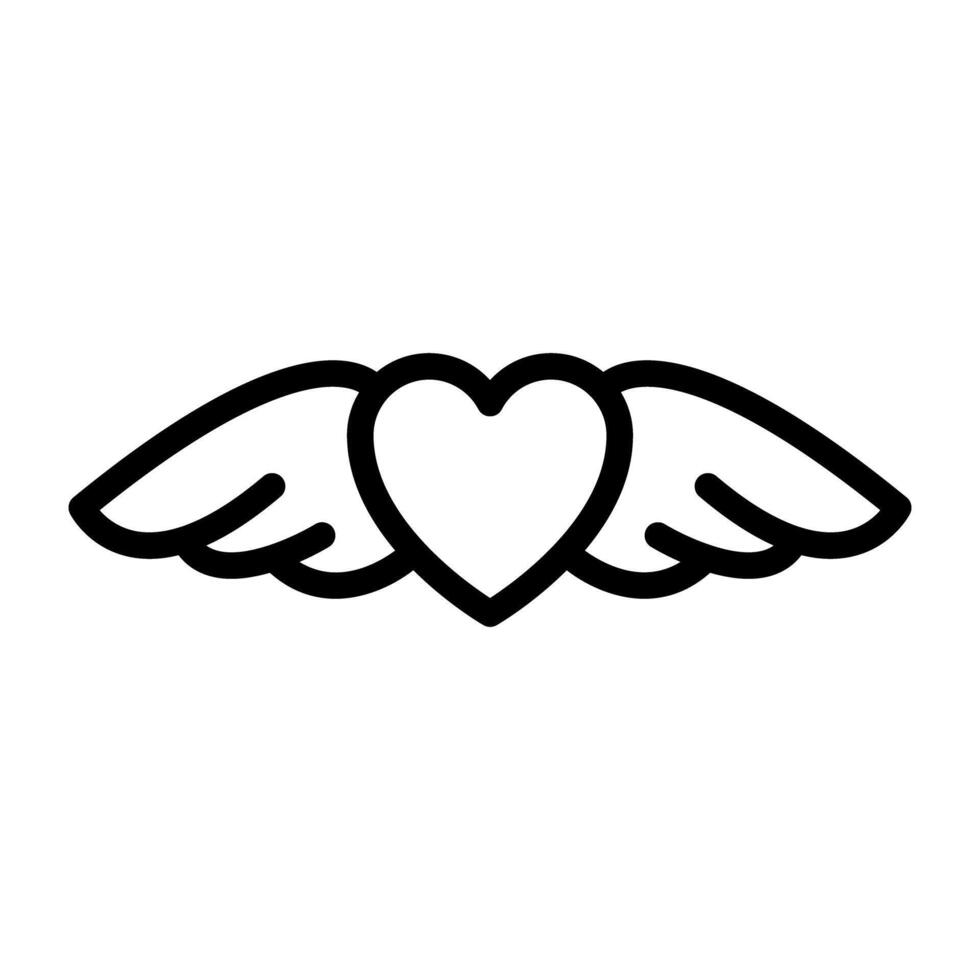 Heart with wings, concept of love wings linear icon vector
