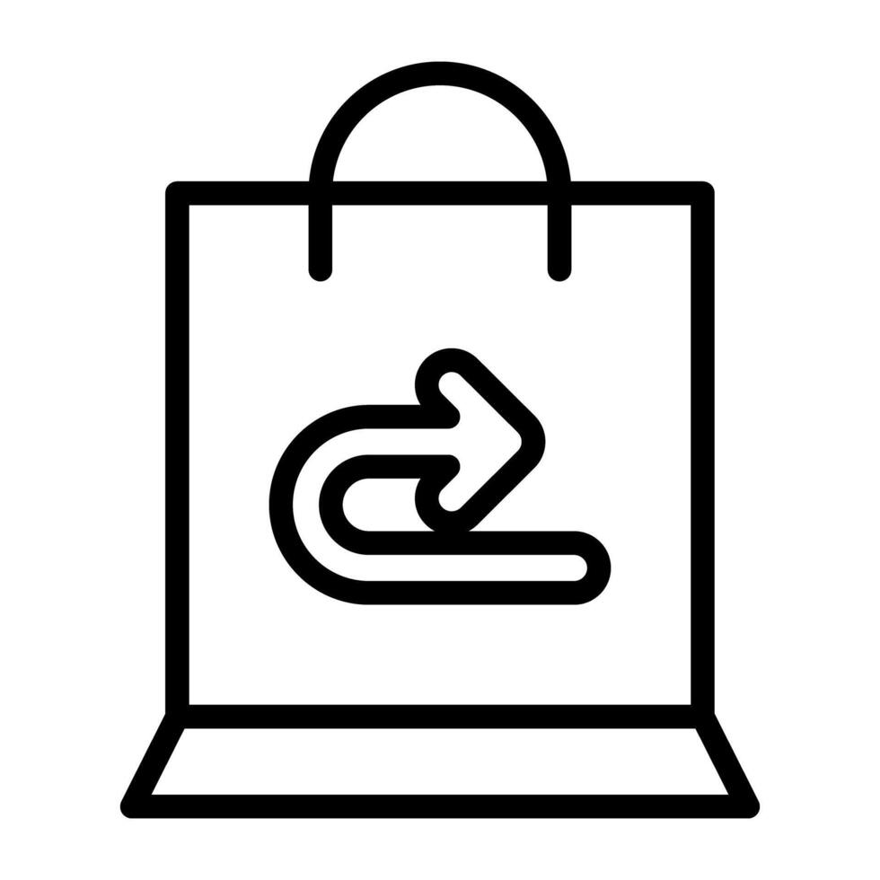 Back arrow with tote bag, vector design of parcel return
