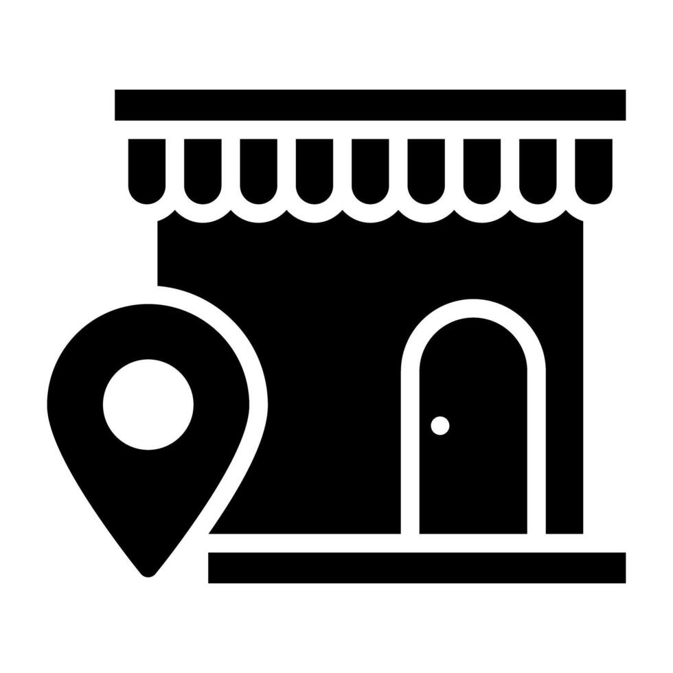 Store with map marker, shop location icon vector