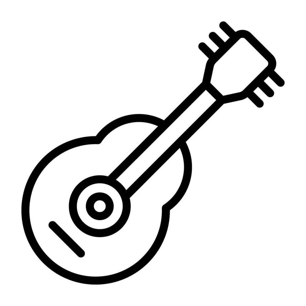 A guitar, musical instrument icon in linear design vector