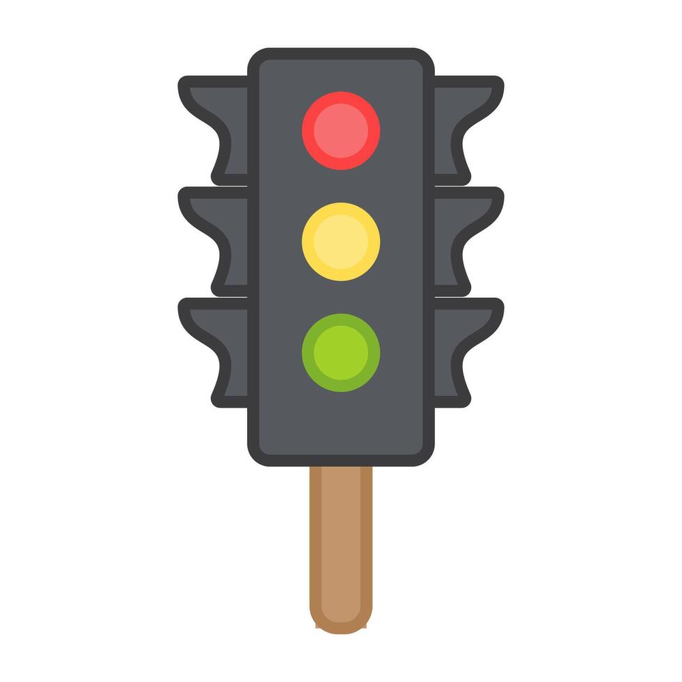 Traffic control signal lights icon in flat design vector