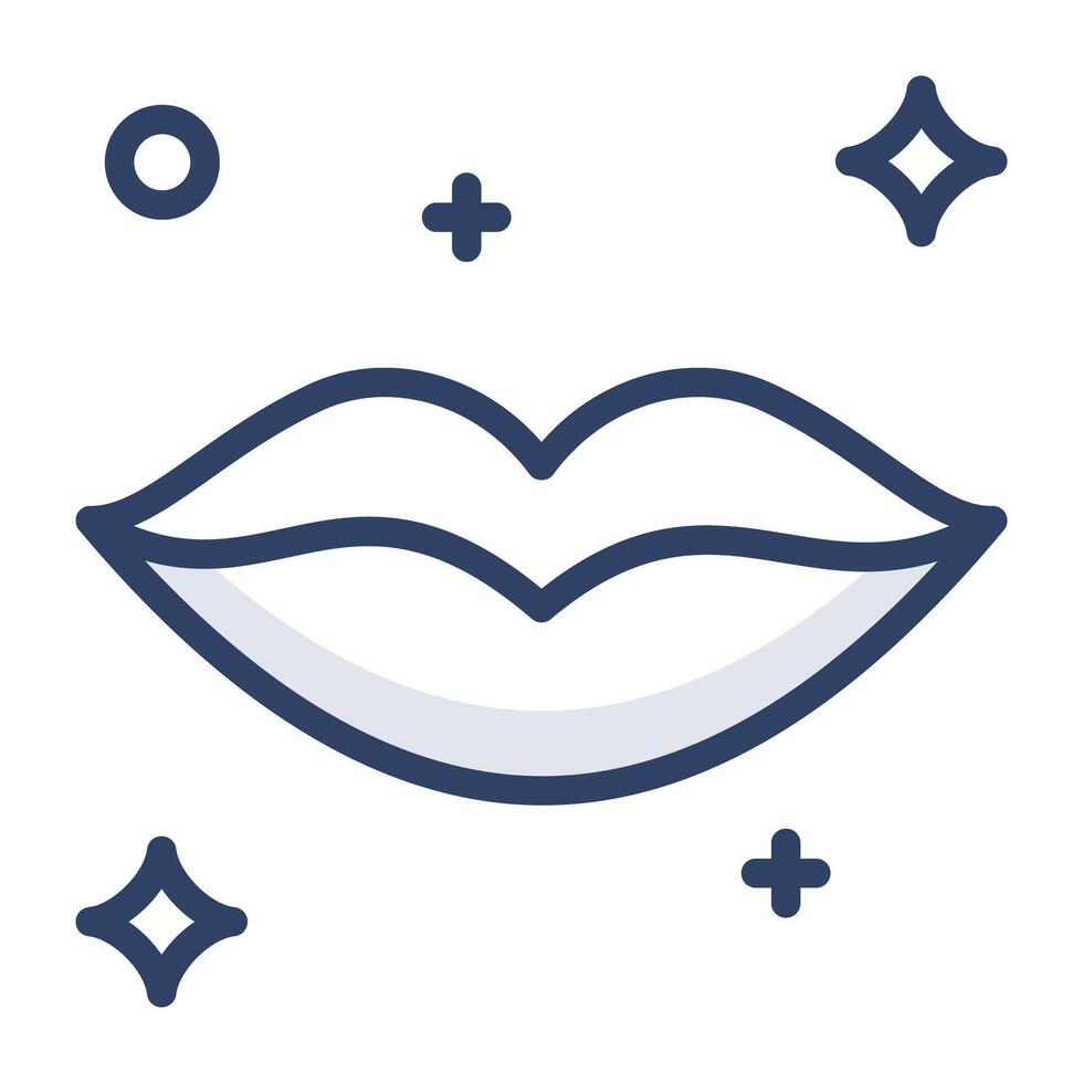 An icon design of glossy lips, editable vector