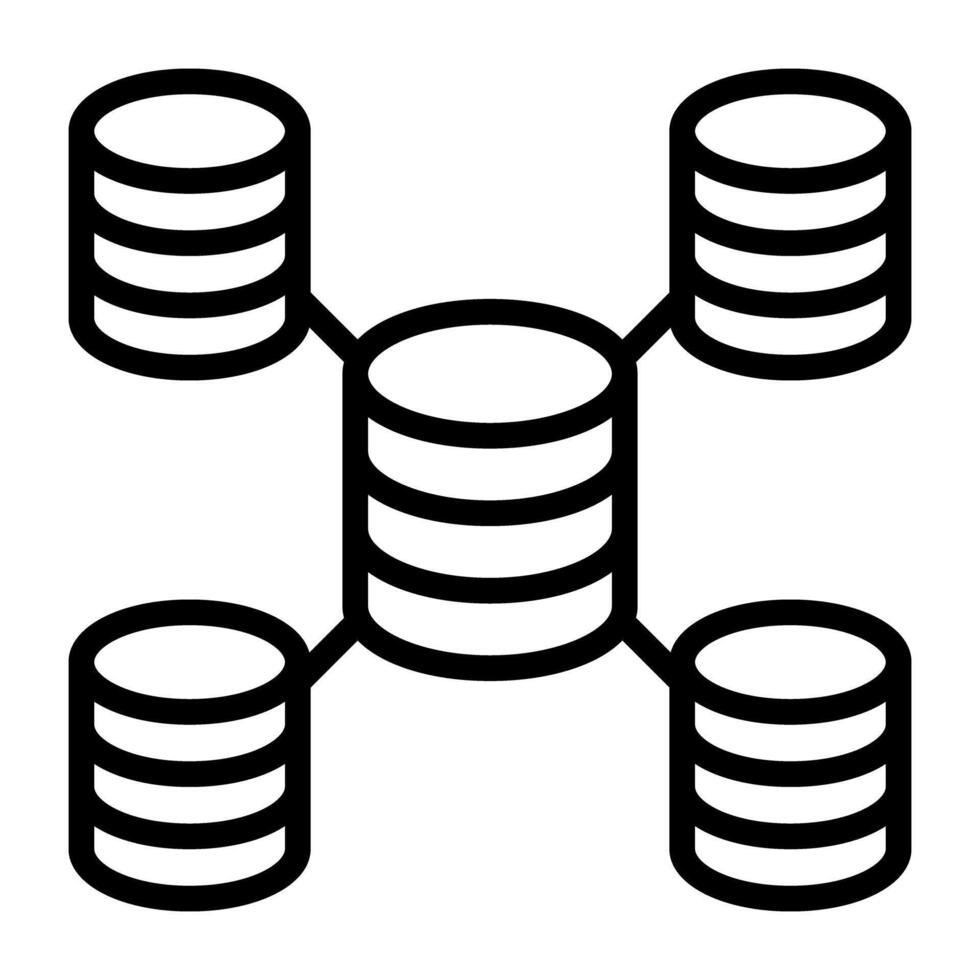 An outline design, icon of database architecture vector