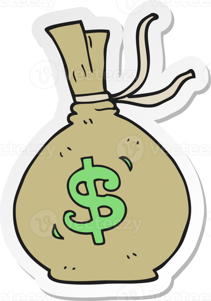 sticker of a cartoon bag of money png