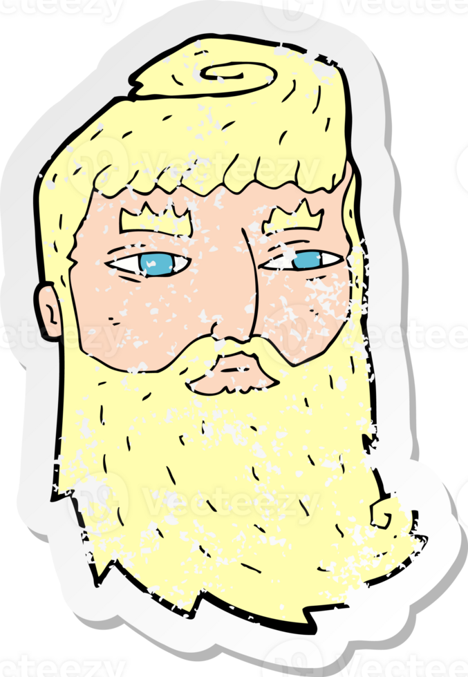 retro distressed sticker of a cartoon bearded man png