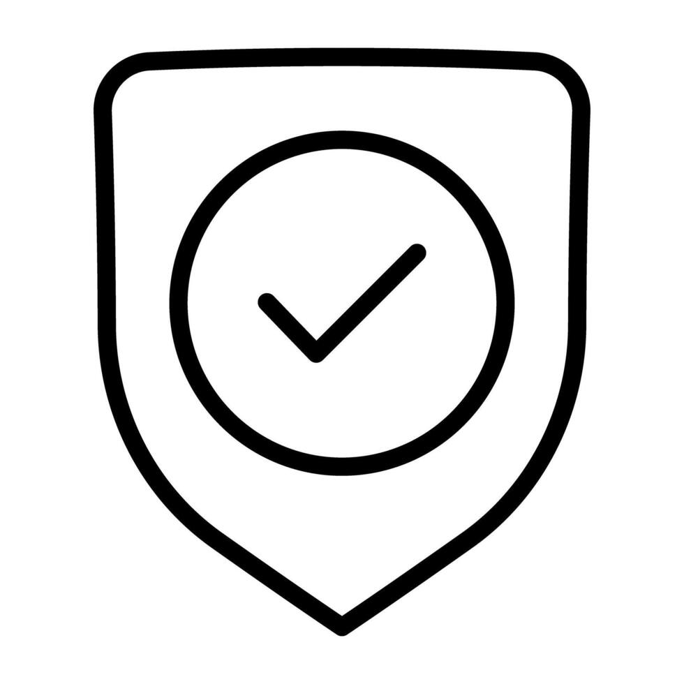 Tick mark inside shield, verified shield icon vector