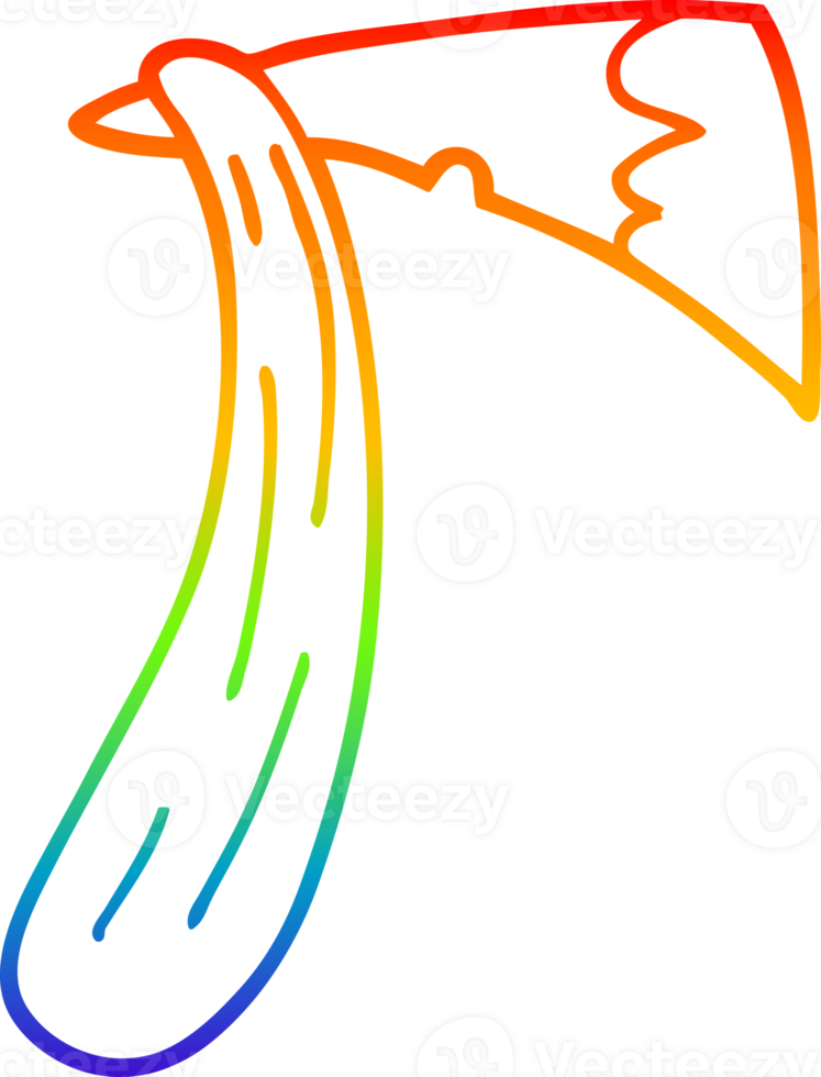 rainbow gradient line drawing of a cartoon of an axe png