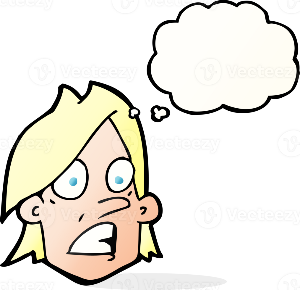 cartoon frightened face with thought bubble png