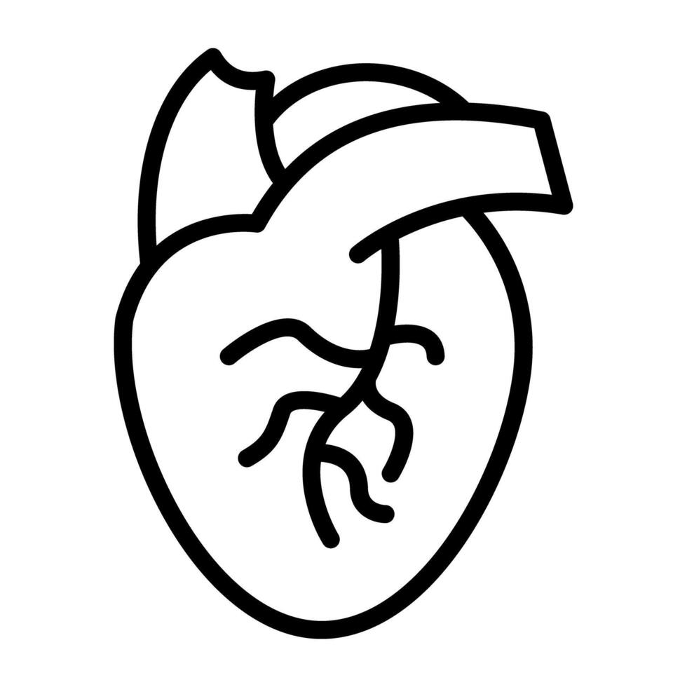 Human body internal organ, linear design icon of heart vector