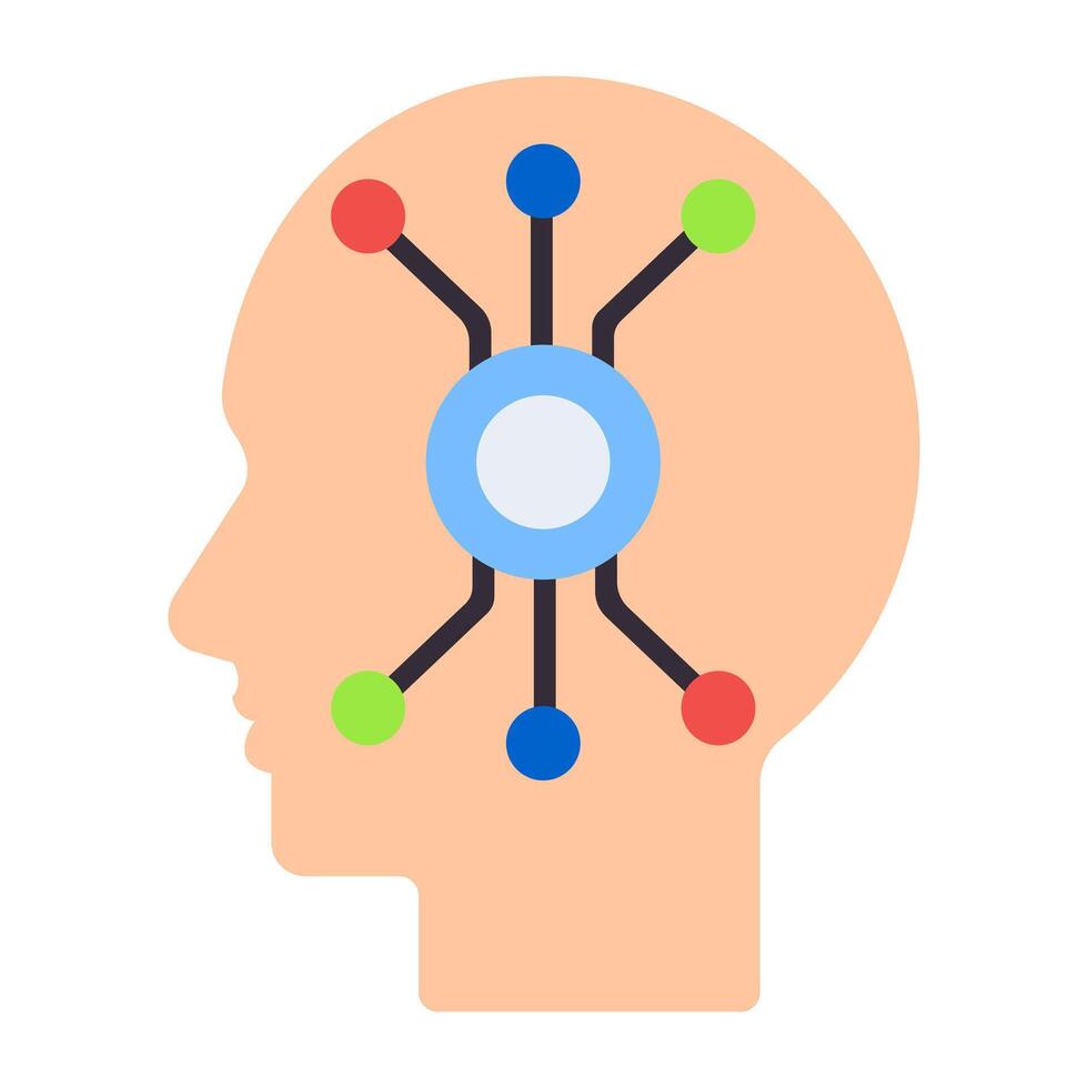 A flat design, icon of digital brain vector