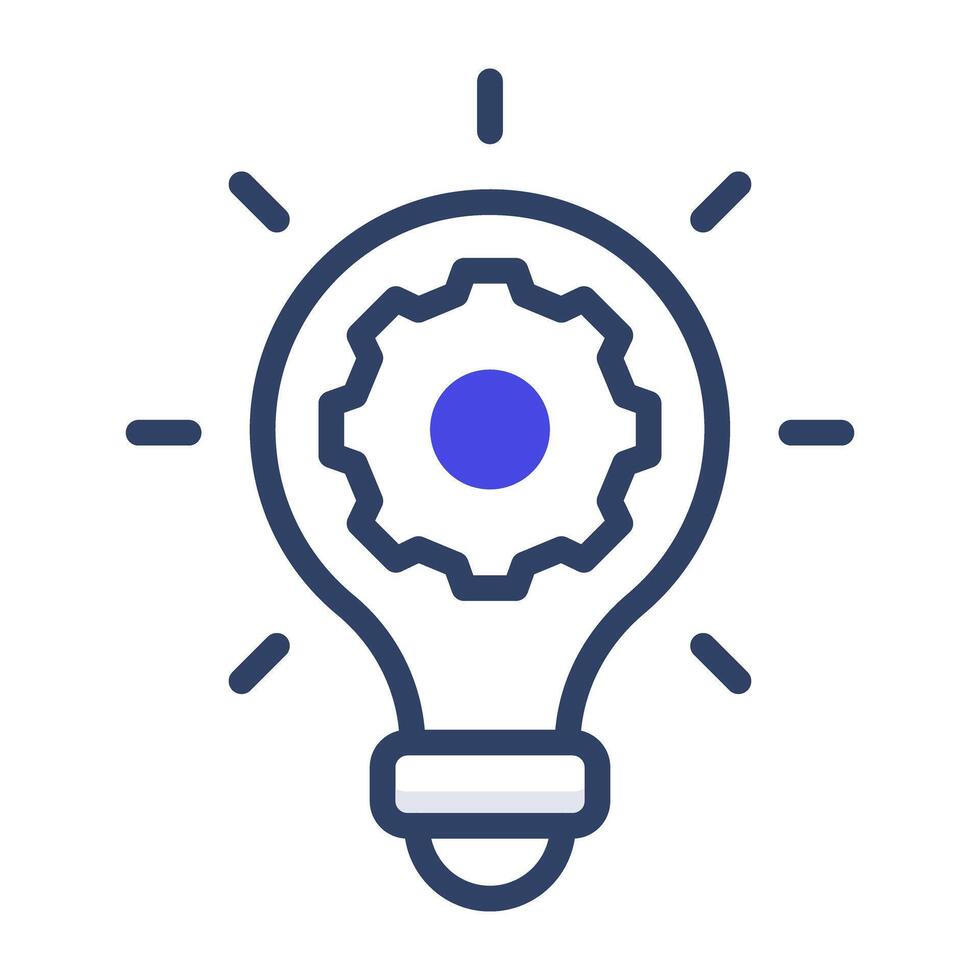 Gear inside light bulb, icon of idea generation vector