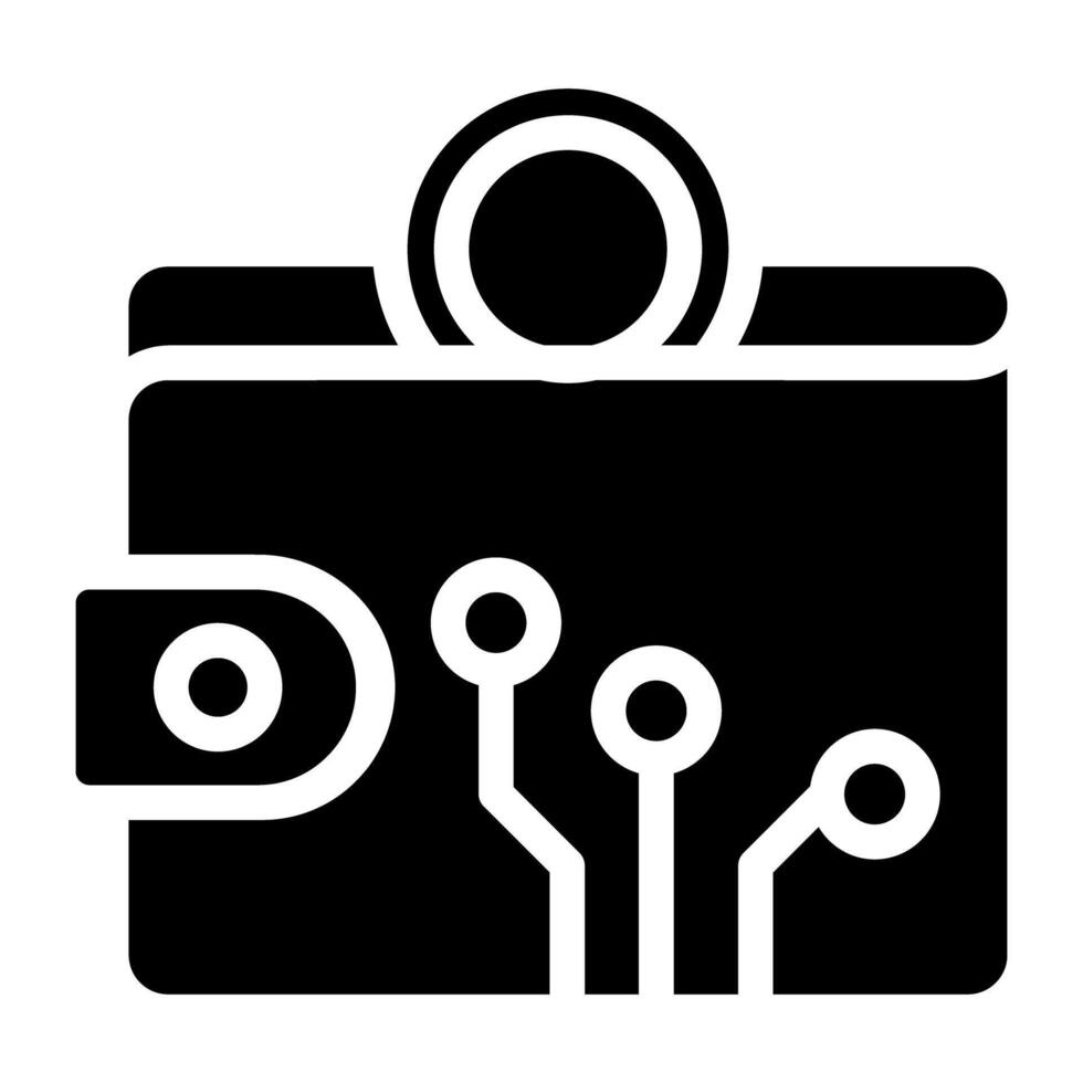 C   Cash inside billfold with nodes, concept of digital wallet icon vector