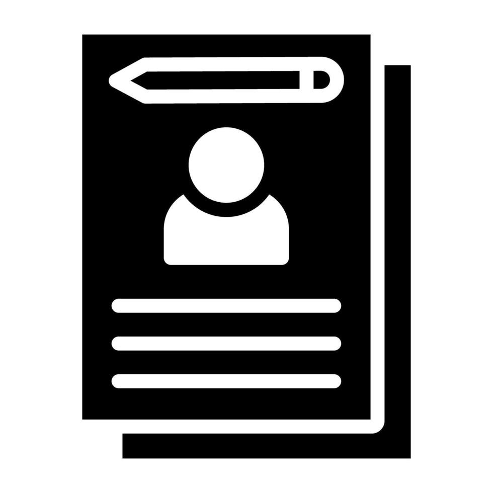 Pencil with paper showcasing biography icon vector