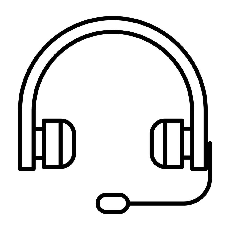 A headwear accessory with mic, icon of headphones vector