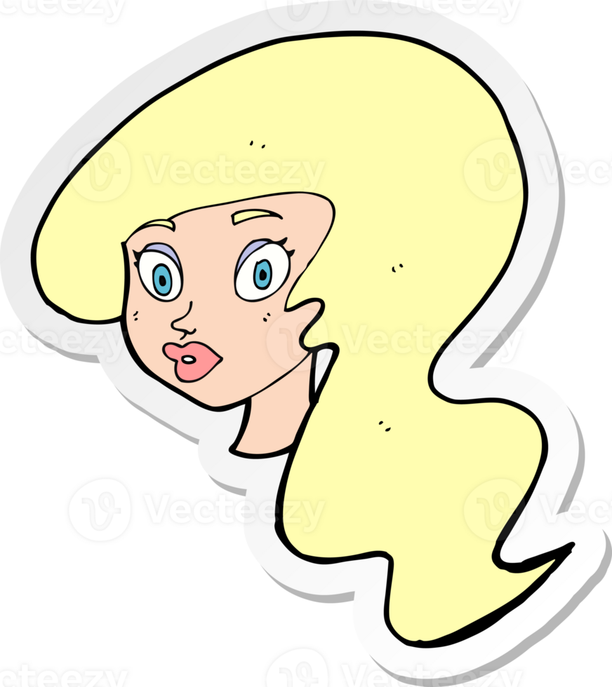 sticker of a cartoon pretty female face png
