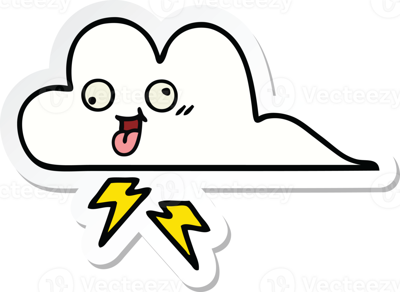 sticker of a cute cartoon storm cloud png