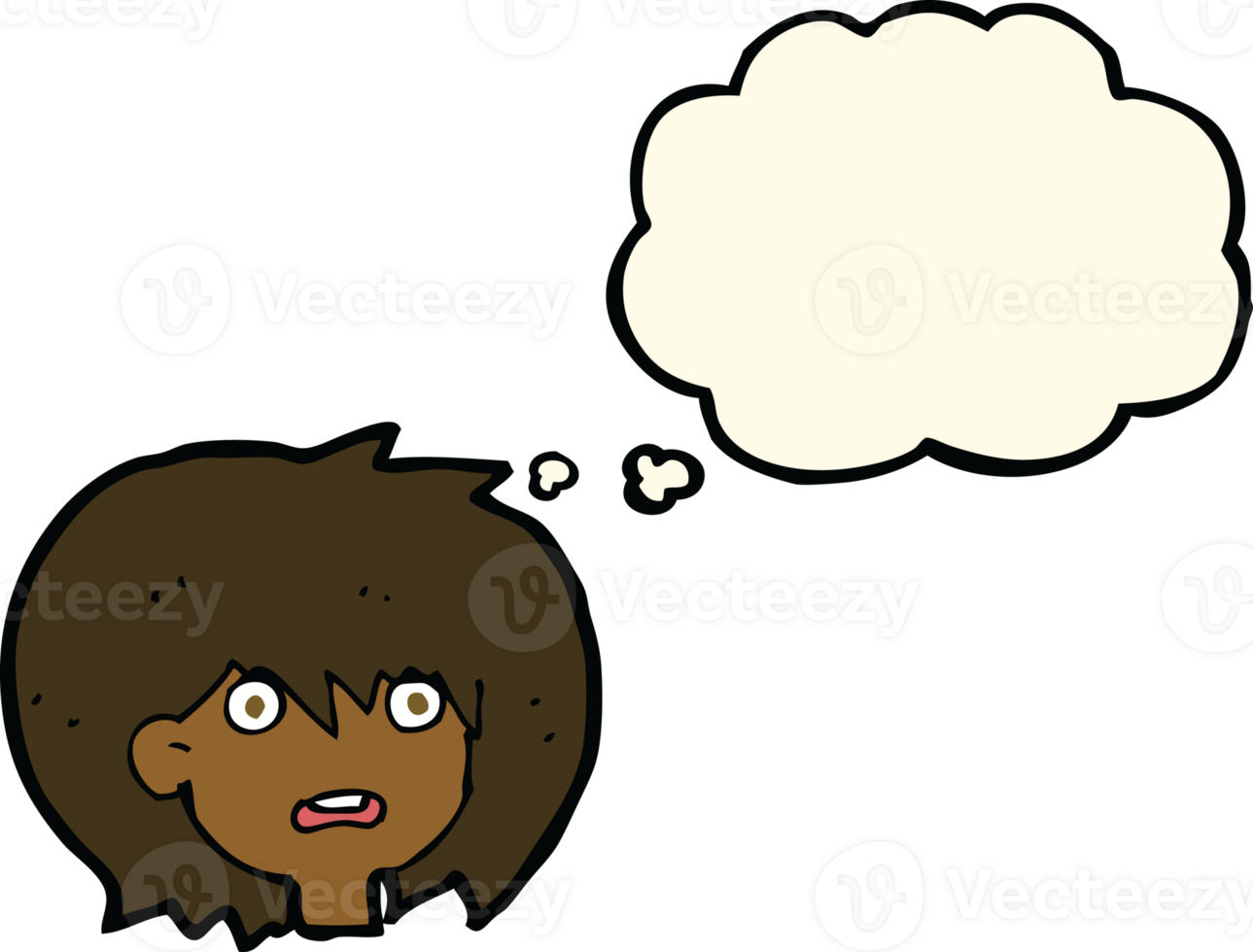 cartoon shocked expression  with thought bubble png