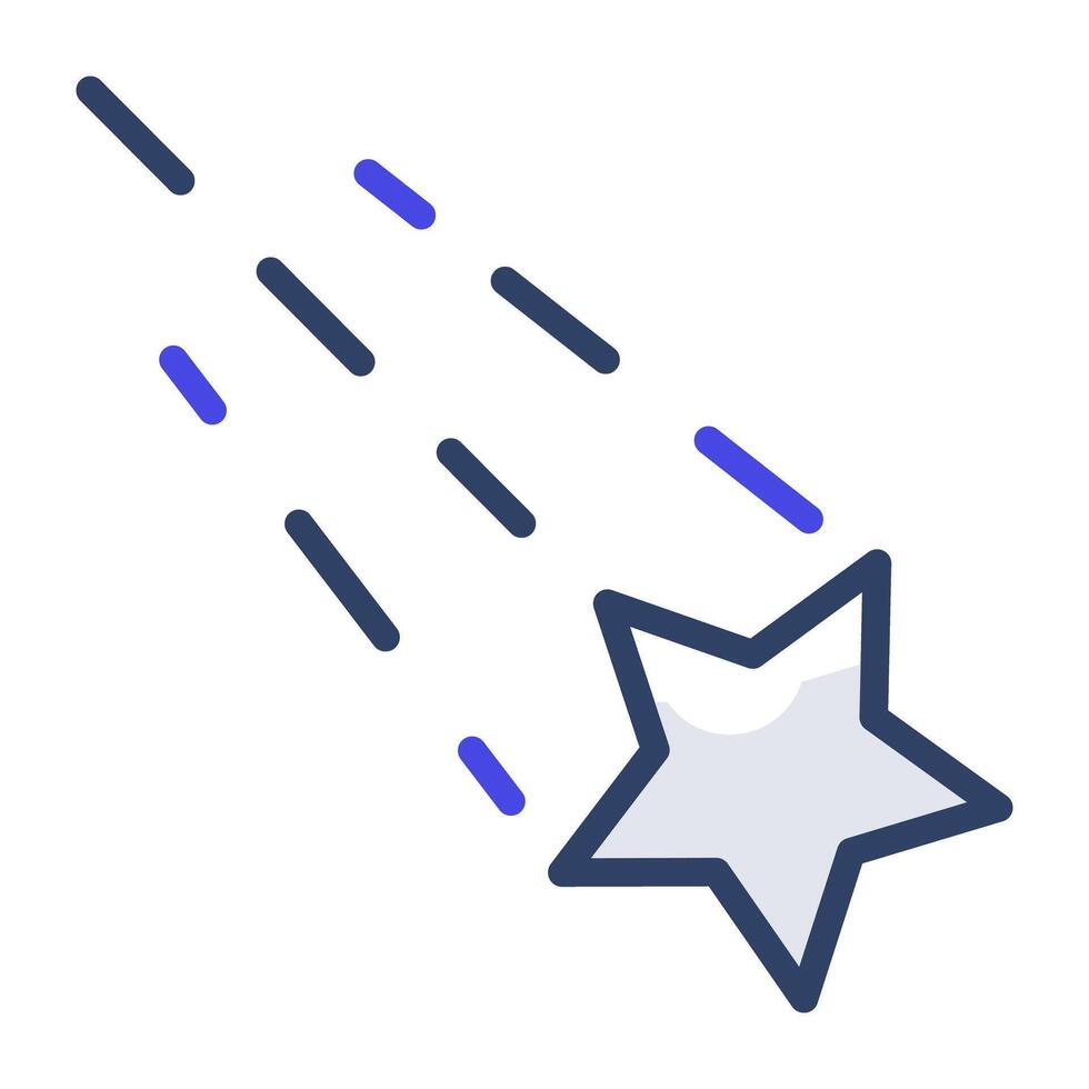Falling star icon in flat vector design