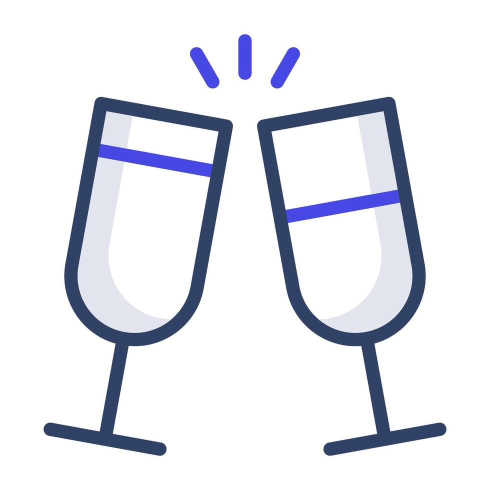 Fresh cocktail drink, cheers icon in trendy style vector