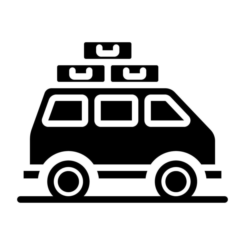 Baggage over vehicle showing concept of road trip icon vector