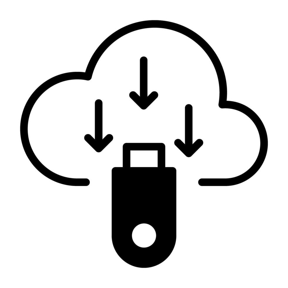 A solid design, icon of cloud data download vector