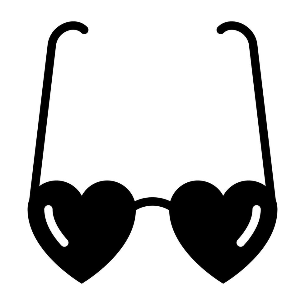 Heart glasses icon in editable solid style vector