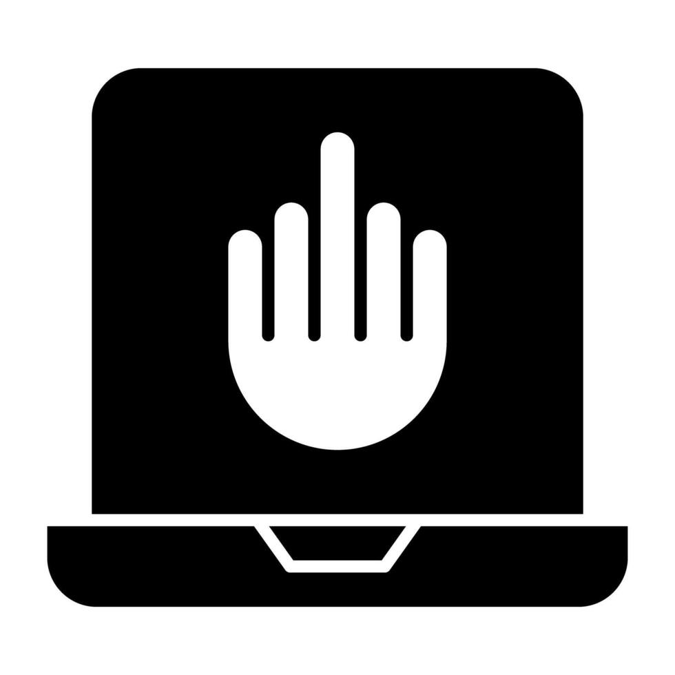 mano dentro sistema, ordenador portátil hackear icono vector